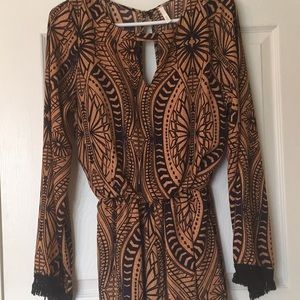 Rusty orange and navy blue romper